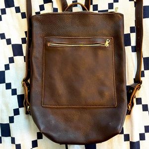 Portland Leather Laptop Backpack, Coldbrew